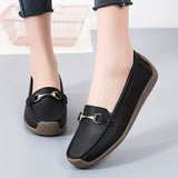 Women's Comfy Flat Loafers, Buckle Decor Slip On Soft Sole Shoes, Casual Non Slip Walking Flats