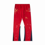 galleriesy pant designer pants galleriesy dept letter print galleries denim straight sweatpants speckled letter print pant 0032