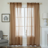 2pcs Solid Color Sheer Curtains, Light Filtering Privacy Voile Drapes, Sheer Window Curtains For Bedroom Living Room, Home Decoration, Room Decoration