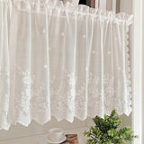 1-Panel Classic Lace Coffee Curtain - Elegant Small Floral Pattern, Simple and Sweet Design, Rod Pocket Valance for Kitchens, Bedrooms, Study Rooms, Cafes, Living Room Home Decor - Easy to Hang, Soft and Durable Fabric, Perfect for Adding a Touch of Vinta