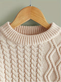 Girls Thick Cable Knit Elegant Loose Fit Drop Shoulder Sweater Tops