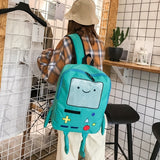 Vibrant Geometric Anime Backpack - Durable Oxford Textile, Spacious Interior, Zipper Closure, Polyester Lining, Perfect School Bag for Students and Anime Fans