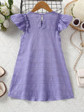 Girls Charming Solid Ruffle Trim Dress - Lightweight Loose Fit for Effortless Summer Style