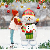 4D Large Base Snowman Balloon with Gloves, Hat, Scarf, Christmas Gift Design, Aluminum Film Balloon for Christmas Party Decor, Winter Snowman Festival Decoration, New Year and Holiday Activities Supplies - Mixed Color