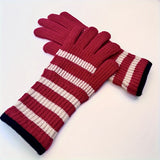 Striped Warm Knit Gloves, Touch Screen Wrist Cover Winter Windproof Gloves, Non-slip Outdoor Cycling Gloves For Students