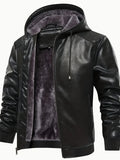 Stylish Men's PU Leather Hooded Jacket - Windproof, Waterproof, Thick, and Trendy for Spring and Autumn - Perfect for Outdoor Activities