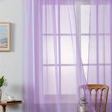 2pcs Solid Color Sheer Curtains, Light Filtering Privacy Voile Drapes, Sheer Window Curtains For Bedroom Living Room, Home Decoration, Room Decoration