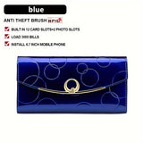 Classic Minimalist Solid Color Long Clutch Wallet, Elegant Textured Flap Coin Purse, Trendy Credit Card Holder For Women