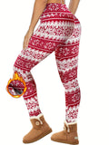 Cropped High Waist Pocket Plush Lined Yoga Legging, Outer-space Pattern Print, Women's Activewear For Fall And Winter