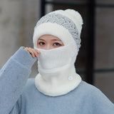 Thermal Beanie Hat with Detachable Fleece Mask - Coldproof Ear Warmer, Elasticity, Knit Polyester Construction - Perfect for Outdoor Cycling, Skiing, and Winter Sports