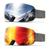 [Double Pack] Adult Cool Ski Goggles Anti-fog and Wind OTG Extra Large Double Layer PC Lens Skiing and Ice Skating VLT10%