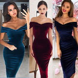 GREATNFB In Stock Cross-Border New  Hot Selling Temperament Commute Women's off-Shoulder Dress Pleuche Dress