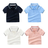 GREATNFB Children's Clothing Wholesale Korean Style Summer New Medium and Small Multi-Color Casual Shirt Short-Sleeved Boys' T-shirt Polo Shirt Cross