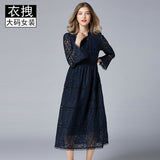 GREATNFB Brand plus Size Women's Clothing Middle-Aged Dress  Spring New Lace Dress Female  European and American Formal Dress