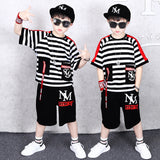 GREATNFB Boys' Suit Two-Piece Handsome Summer Children's Clothing  New Medium and Big Children's Sports Children Fashionable Clothes Fashion