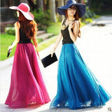 GREATNFB Cross-Border Big Hem Skirt European and American New Slimming Summer Chiffon Long Dress Brocade Silk