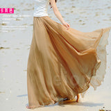 GREATNFB Cross-Border Big Hem Skirt European and American New Slimming Summer Chiffon Long Dress Brocade Silk