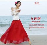 GREATNFB Cross-Border Big Hem Skirt European and American New Slimming Summer Chiffon Long Dress Brocade Silk