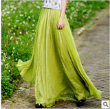 GREATNFB Cross-Border Big Hem Skirt European and American New Slimming Summer Chiffon Long Dress Brocade Silk