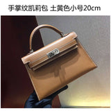 New Women's Bag Crocodile Pattern Palm Pattern Second Generation Kelly Bag Cowhide Mini Kelly Bag Shoulder Hand-Carrying Small Crossbody Bag