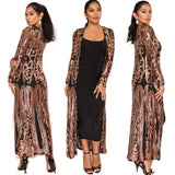 GREATNFB New Sequins Dress Long Sequin Shawl  Sexy Sequin Embroidered See-through Cardigan Hair Generation