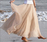 GREATNFB Cross-Border Big Hem Skirt European and American New Slimming Summer Chiffon Long Dress Brocade Silk