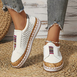 Women's Hollow Out Design Sneakers, Casual Slip On Outdoor Shoes, Lightweight Low Top Loafers