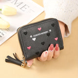 Women's Elegant Short Wallet, Foldable Flap Mini Coin Purse, Multifunctional Folding PU Leather Coin Pocket With Tassel Accent