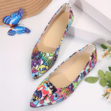 Stylish Cartoon Print Pointed Toe Slip-On Shoes - Ultra Lightweight, Super Comfortable, Breathable Superfine Fiber Upper - Perfect for Spring, Casual Occasions