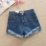 Denim Shorts Women's 2024 New Outdoor Korean Style Slimming High Waist Student Loose Raw Hem Candy Color Tassel Hot Pants