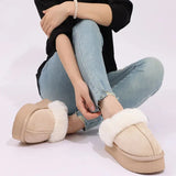 Comwarm Fluffy Fuzzy Women Slippers Plush Warm Bedroom Slides Memory Foam Comfort Women Slides Thick Bottom Home Cotton Shoes 240830