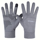 Touchscreen Winter Gloves - Knit Polyester Fabric, Pull-On Closure, Wind & Water-Resistant, Non-Slip Grip - Suitable for Cycling, Skiing & Sports Activities for Men & Women - Hand Washable