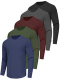 5 Pack Solid Color Long Sleeve T-Shirts - Breathable, Quick-Dry, Moisture-Wicking Crew Neck Tops for Men - Perfect for Summer Sport, Casual Wear, Outdoor Activities, and Daily Life