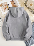 Cozy Alphabet Knit Hoodie for Women – Casual Long Sleeve Sweatshirt with Pocket, Easy-Care Fall/Winter Wear