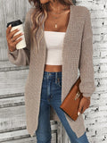 NEW LUNE Solid Drop Shoulder Open Front Cardigan