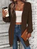 NEW LUNE Solid Drop Shoulder Open Front Cardigan