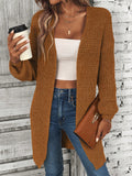 NEW LUNE Solid Drop Shoulder Open Front Cardigan