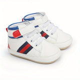 All-Season Embroidered Boy's Crib Shoes - Lightweight, Non-Slip Rubber Sole, Easy Hook-and-Loop Fastening