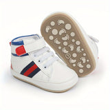 All-Season Embroidered Boy's Crib Shoes - Lightweight, Non-Slip Rubber Sole, Easy Hook-and-Loop Fastening