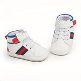 All-Season Embroidered Boy's Crib Shoes - Lightweight, Non-Slip Rubber Sole, Easy Hook-and-Loop Fastening