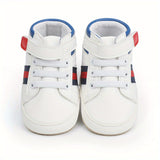 All-Season Embroidered Boy's Crib Shoes - Lightweight, Non-Slip Rubber Sole, Easy Hook-and-Loop Fastening