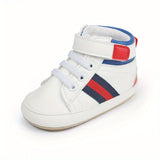 All-Season Embroidered Boy's Crib Shoes - Lightweight, Non-Slip Rubber Sole, Easy Hook-and-Loop Fastening