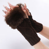 1 Pair of Cozy Winter Warmth Gloves for Women - Knitted Wool Half Finger Open Finger Gloves for Outdoor Travel, Cold Weather Protection, and Everyday Wear