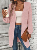 NEW LUNE Solid Drop Shoulder Open Front Cardigan