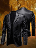 Plus Size Mens PU Jacket - Stylish Solid Color Design, Durable and Comfortable, Versatile for Spring, Fall, and Winter - Mens Fashion Outerwear