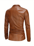 Plus Size Mens PU Jacket - Stylish Solid Color Design, Durable and Comfortable, Versatile for Spring, Fall, and Winter - Mens Fashion Outerwear