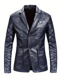 Plus Size Mens PU Jacket - Stylish Solid Color Design, Durable and Comfortable, Versatile for Spring, Fall, and Winter - Mens Fashion Outerwear