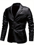 Plus Size Mens PU Jacket - Stylish Solid Color Design, Durable and Comfortable, Versatile for Spring, Fall, and Winter - Mens Fashion Outerwear