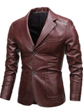 Plus Size Mens PU Jacket - Stylish Solid Color Design, Durable and Comfortable, Versatile for Spring, Fall, and Winter - Mens Fashion Outerwear
