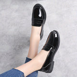 Stylish Chunky Heel Loafers for Women - Comfortable Slip-On Dress Shoes with Preppy Fashion Style, Soft Insoles, and Durable Outsoles for All-Day Wear